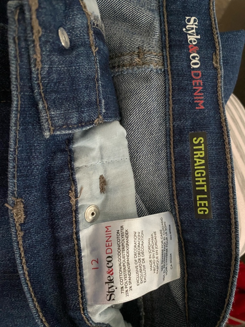 Style & Co. Straight Leg Jeans in Indigo Blue size 12